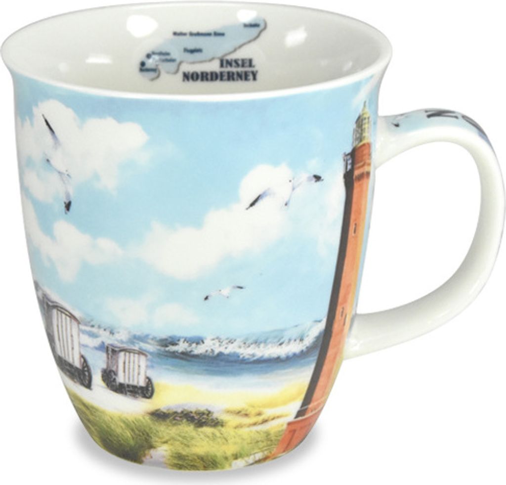 Kaffeebecher Insel Norderney, Kaffeetasse Tassen Teetassen Henkelbecher Nordsee Leuchtturm