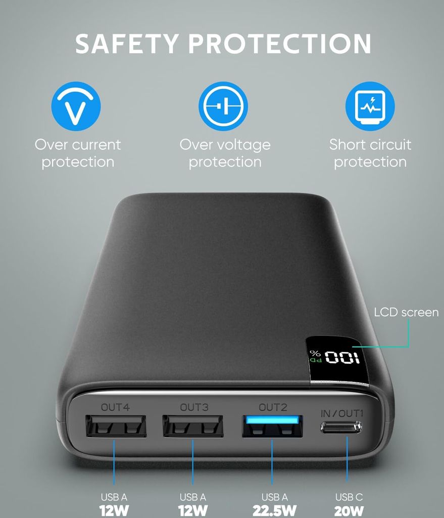 ADDTOP Externe Batterie 26800mAh 22.5W Power Bank USB C PD Produktbild 7