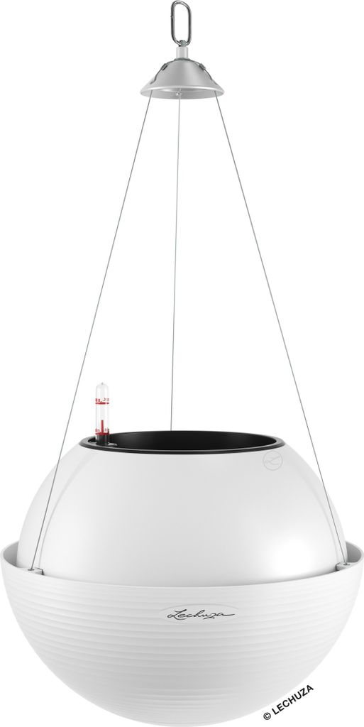 LECHUZA-Pflanzgefäß BOLA Color 32 Weiß | Hängeampel mit Bewässerungssystem und Pflanzeinsatz | matte Oberfläche | Ø 32 x 25 cm | 16850