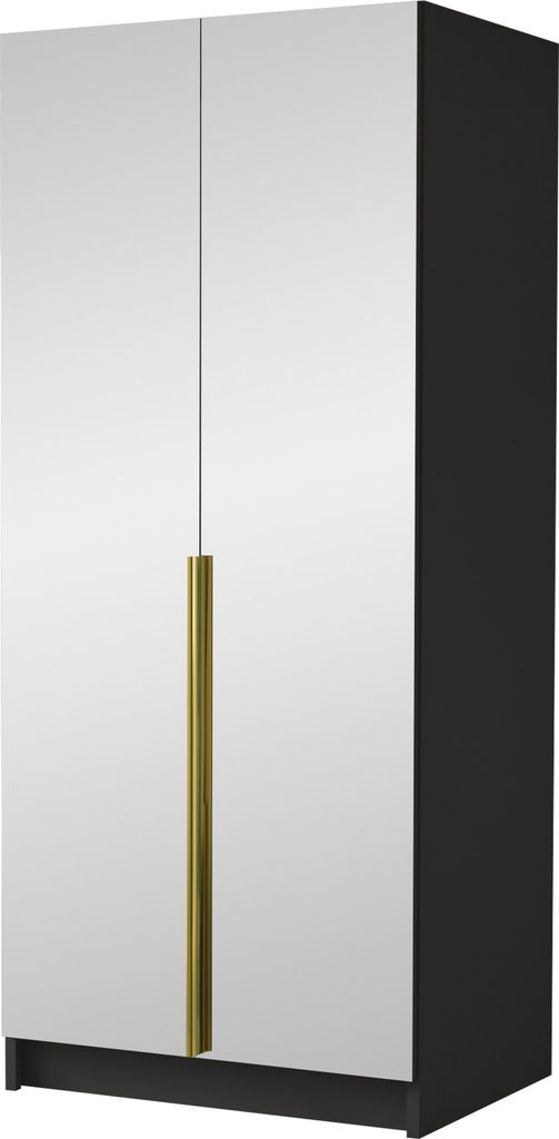 MIRJAN24 Kleiderschrank Bono III, Schlafzimmer, mit Spiegel, Drehtürenschrank, mit Kleiderstange, Modern, Garderobenschrank, Metallgriffe (Farbe: ...