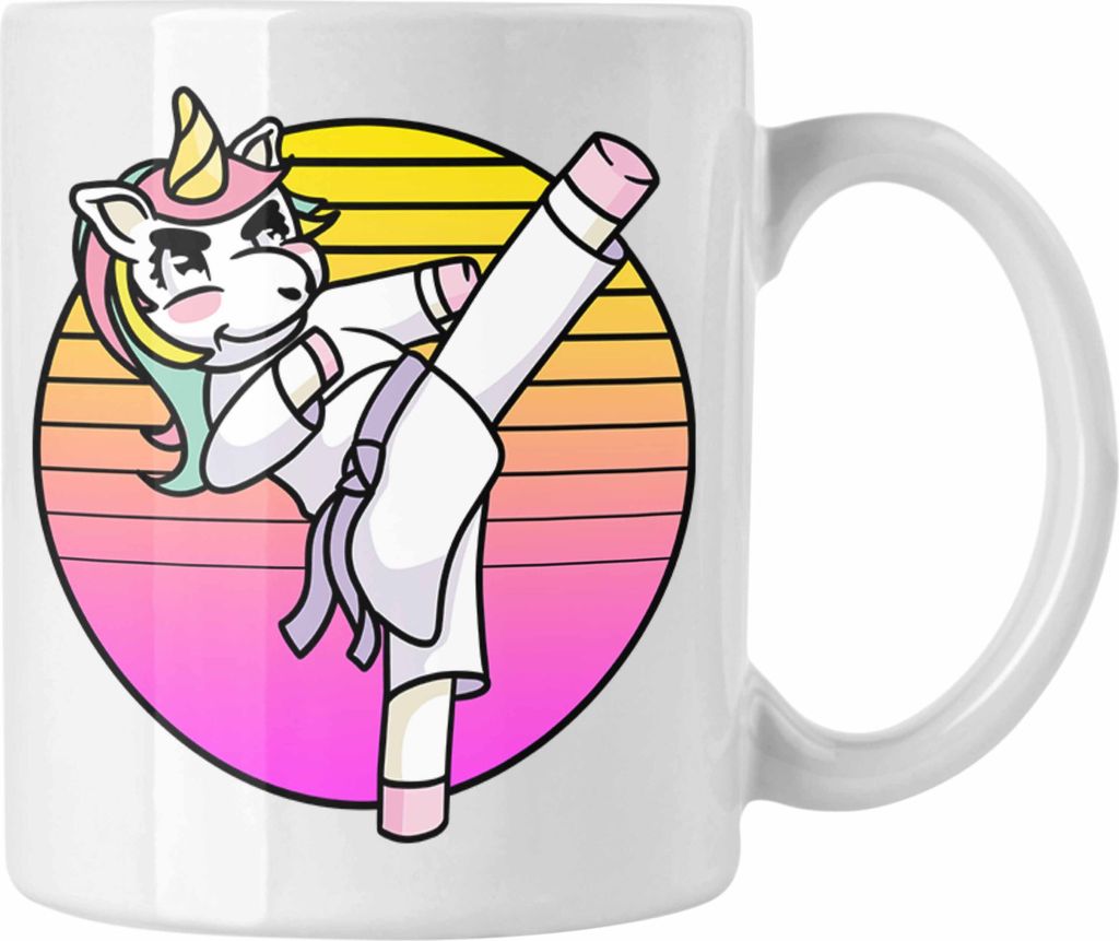 Trendation - Karate-Tasse Geschenk Kampfsport-Fans Jiu Jitsu Geschenkidee Einhorn Lustig Frauen (Weiß)