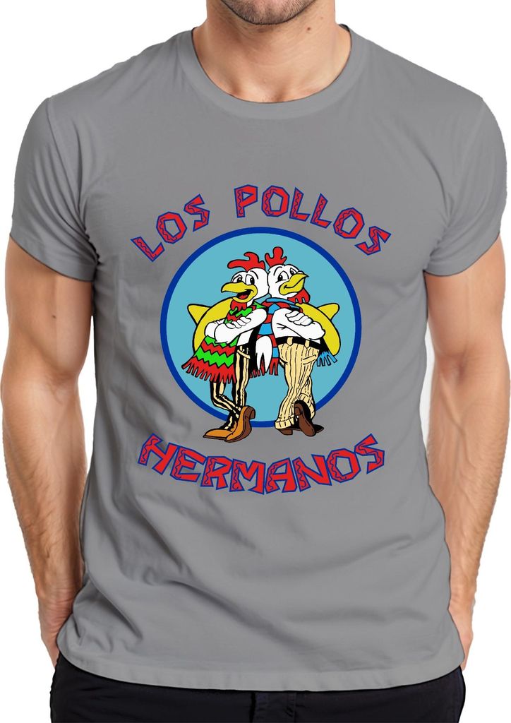 LOS POLLOS HERMANOS Fast Food Kultserie Serienfan Kult Fanart Herren T-Shirt, Grau, XL
