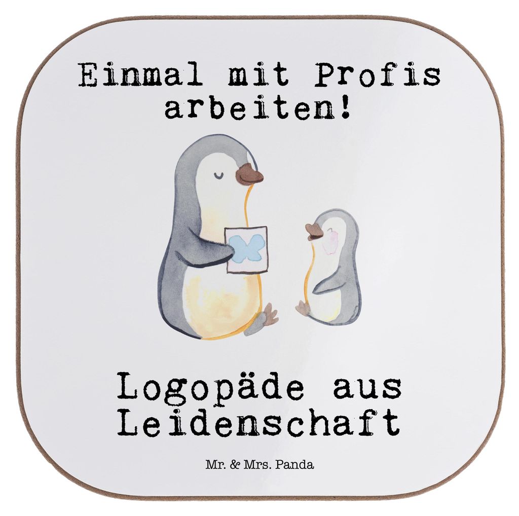 Mr. & Mrs. Panda Untersetzer für Gläser Logopäde Leidenschaft - Weiß - Geschenk, Spruch, gläseruntersetzer, Holzuntersetzer, Studium, Ausbildu...