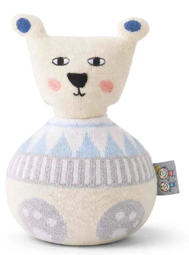 Toupie de développement bébé Sevira Kids - Écru et bois - 17 x 11 cm