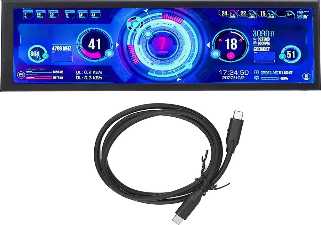 Écran de contrôle pour gamer PC 8,8 pouces IPS affichage CPU GPU temps
