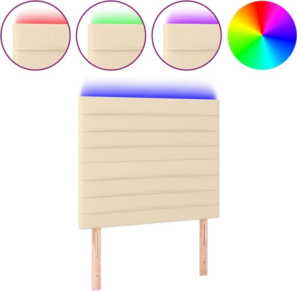 vidaXL LED Kopfteil Creme 80x5x118/128 cm Stoff