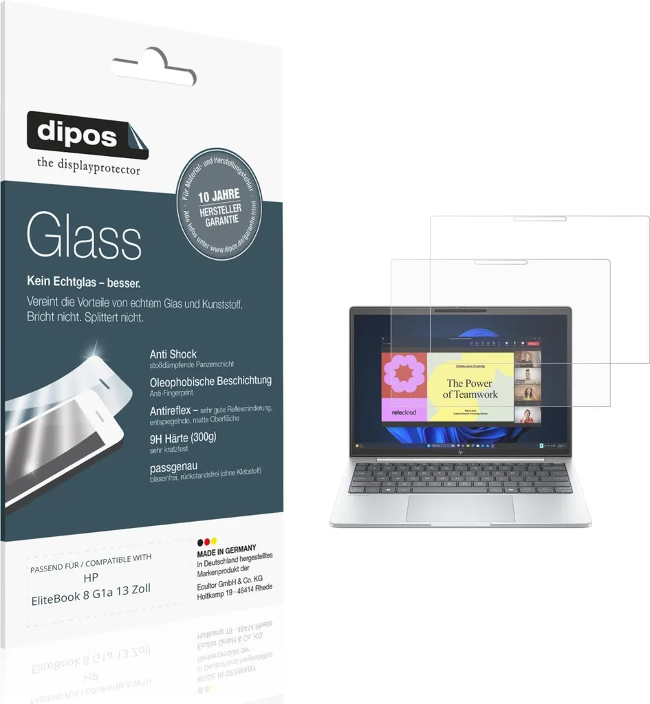 2x Pellicola Protettiva per HP EliteBook 8 G1a 13 Zoll Protezione opaco Vetro Flessibile 9H dipos