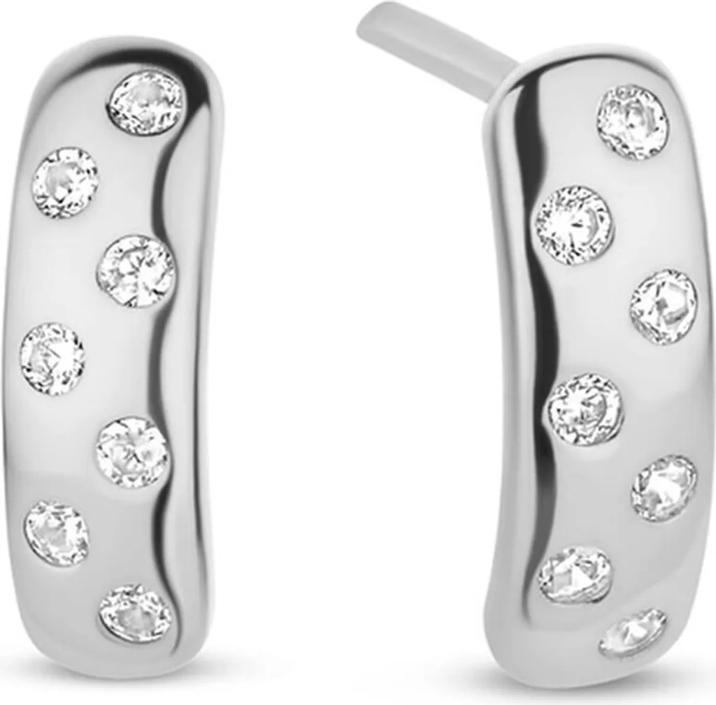 New Bling 9NB-0780 Orecchini in argento - Donna - Pietre di zirconio - 11,6 x 3,66 mm - Rodio - Argento