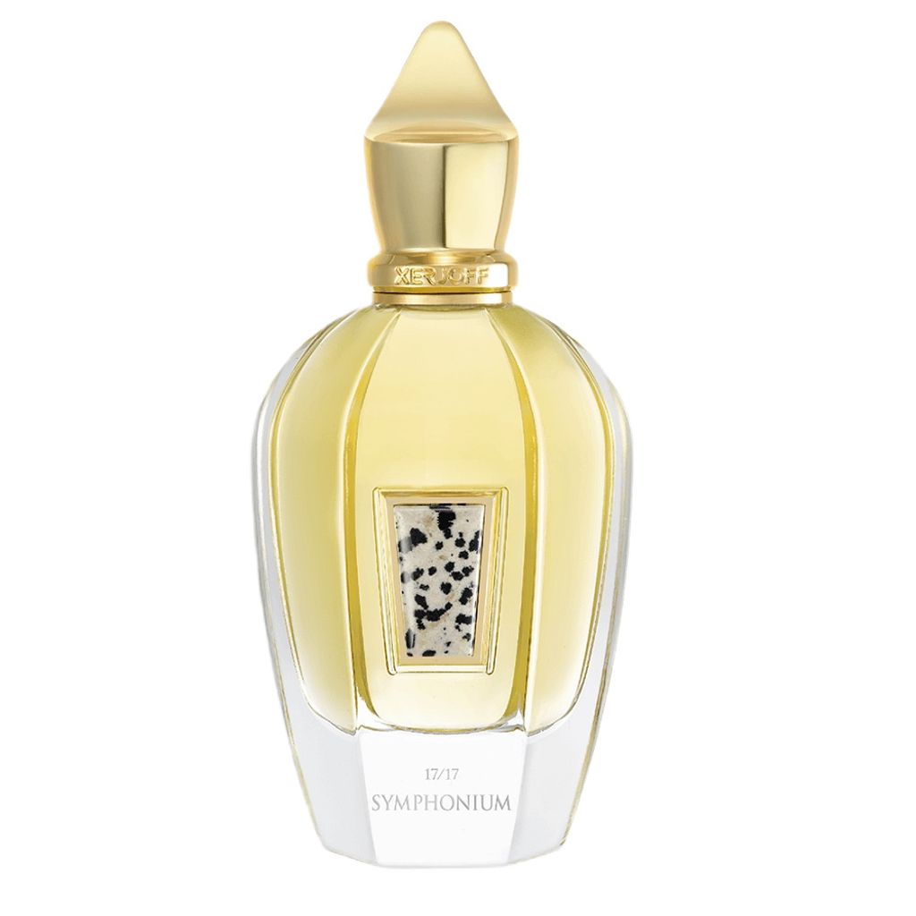 A front view of a perfume bottle.