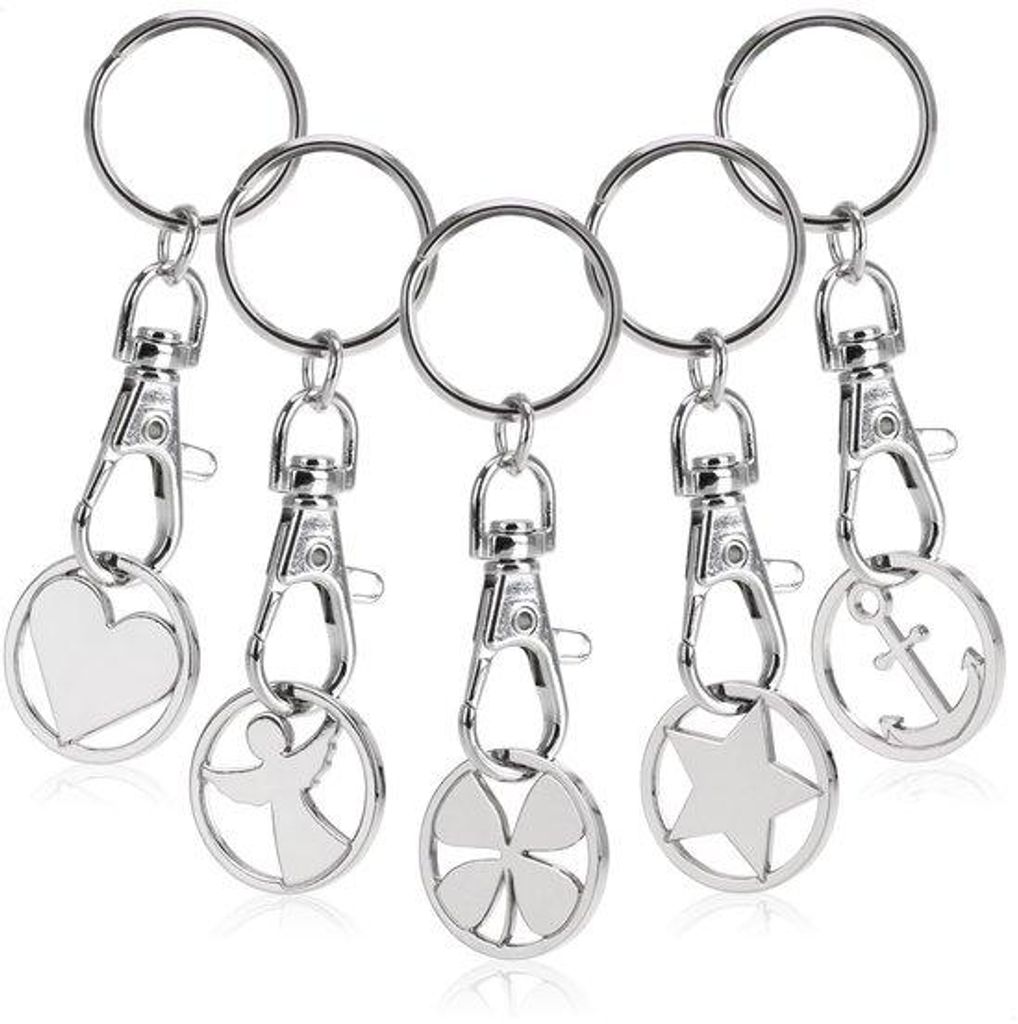COM-FOUR® 5x portachiavi in metallo con moschettone e chip Immagine del prodotto 