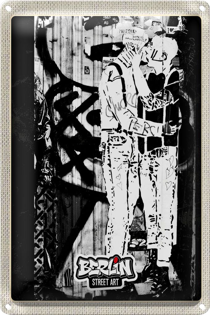 Blechschild Reise 20x30cm Berlin Deutschland Geschlecht Graffiti