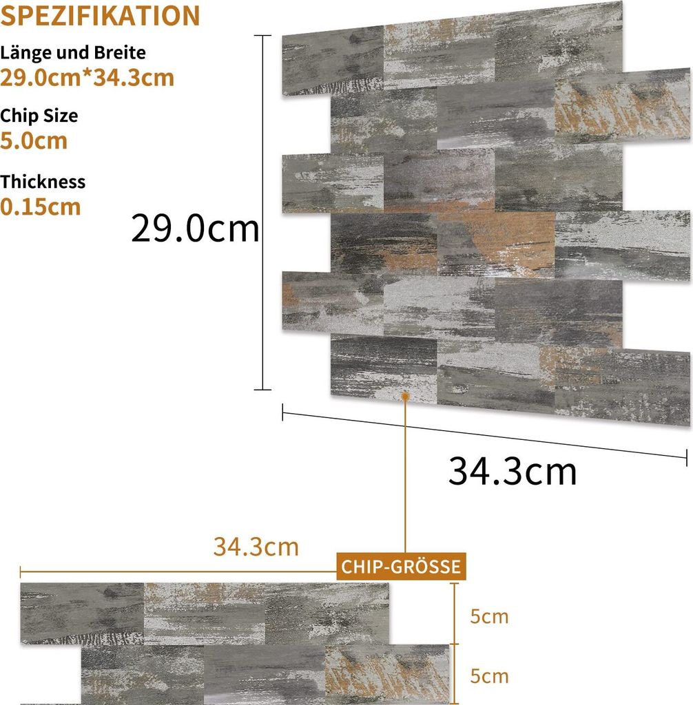 Emoyi Fliesenaufkleber - 10x10m Selbstklebende PVC Bordüre Dunkelgrau