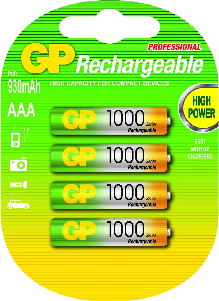 Piles AAA Rechargeables GP 1000mAh : Ne Tombez Plus Jamais en Panne x4