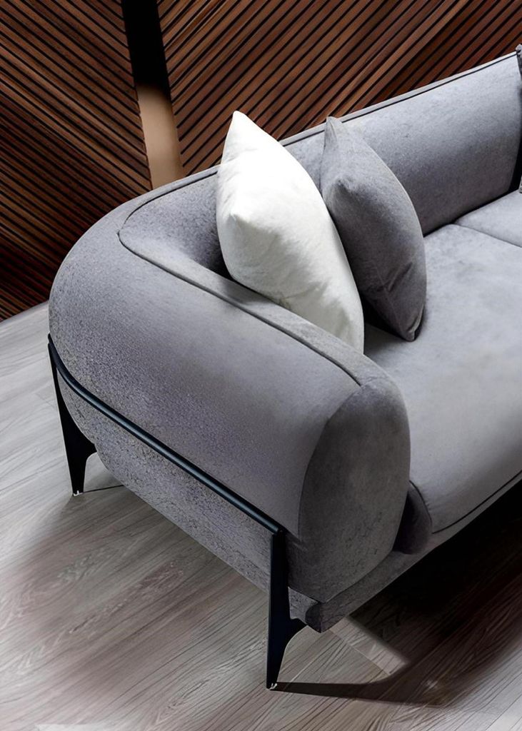 Weiß-Graue Sofas Designer Wohnzimmer Garnitur Ecksofa 3-Sitzer Sessel