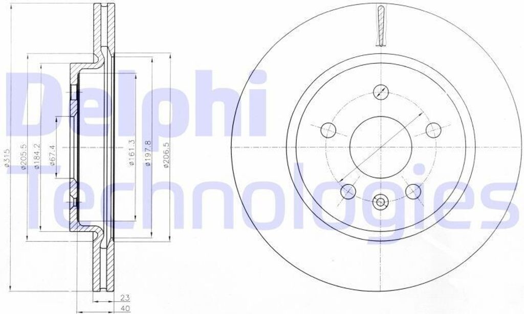 2x DELPHI Bremsscheibe BG4190 für OPEL INSIGNIA Caravan INSIGNIA 48mm 315mm