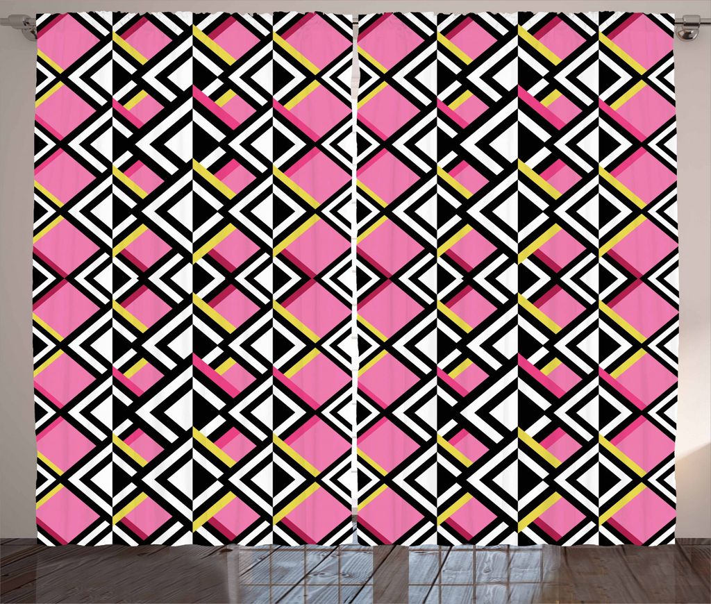 ABAKUHAUS Geometrisch Rustikaler Vorhang, Gegensätzliches Konzept, Wohnzimmer Universalband Gardinen mit Schlaufen und Haken, 280 x 225 cm, Mehrfa...