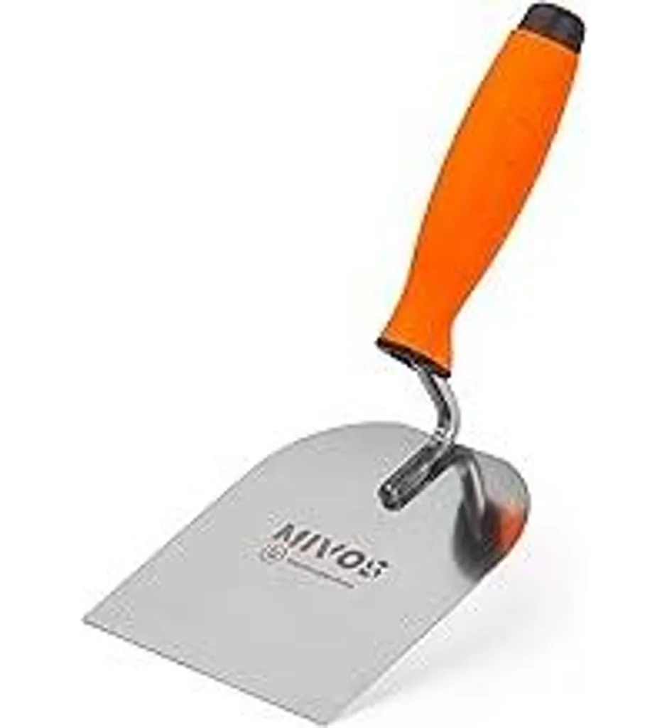 Cazzuola da muratore 120 x 128 mm in acciaio inossidabile con impugnatura in gomma - Spatola da stuccatore 120 mm - Inossidabile - Cazzuola da stuccatore con impugnatura morbida - Cazzuola da intonacatore - Prodotto in UE