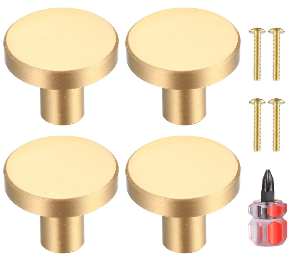 Lot de 4 Boutons d'Armoire Vintage en Métal Doré - Design 25 x 20 mm