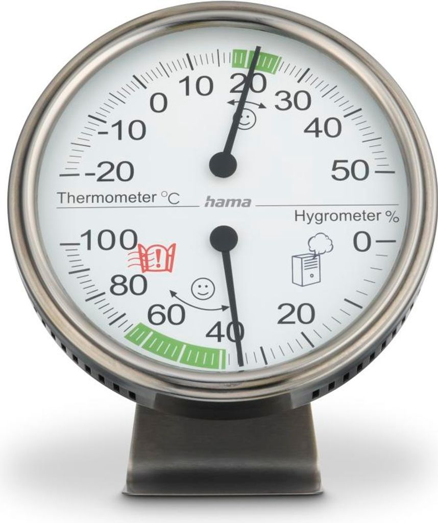 Hama Thermometer und Hygrometer Tahiti, Ø 11 cm, Silber Image du produit 