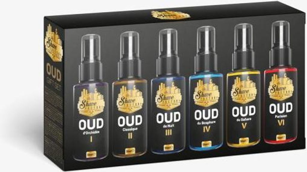 The Shave Factory – OUD After Shave Cologne Giftset Spray – Aftershave Eau de Parfum Gift Set 6x50ml