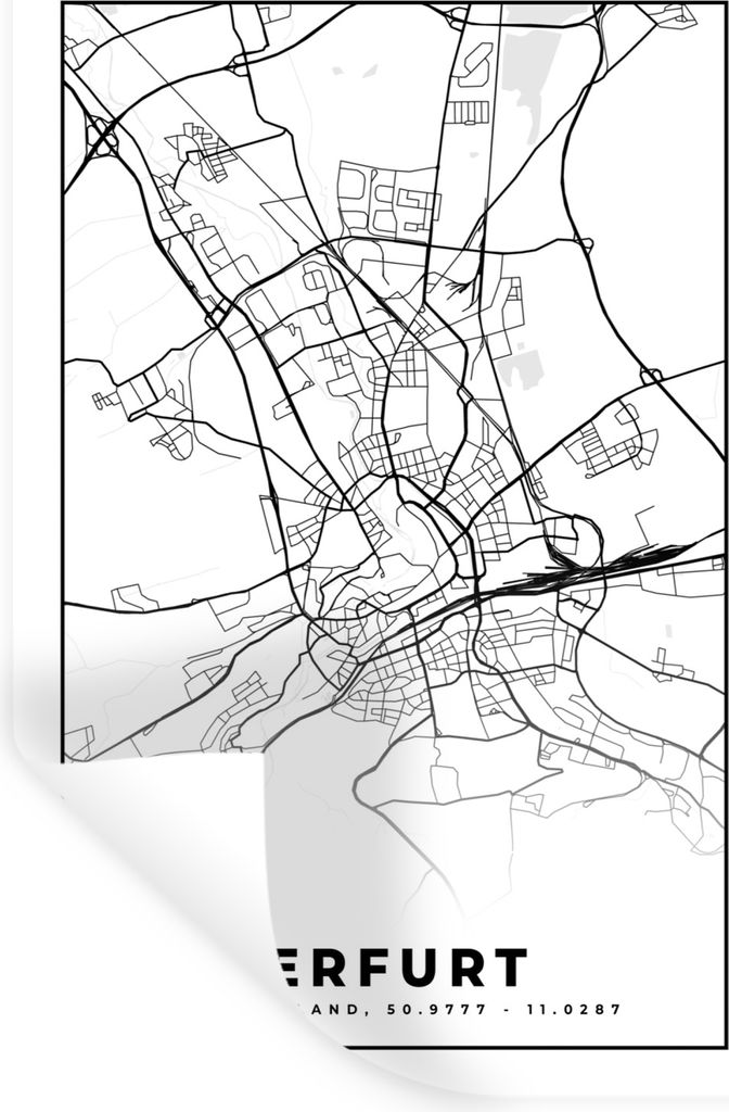 MuchoWow Wandtattoo Wandsticker Wandaufkleber Karte - Erfurt - Stadtplan 40x60 cm Selbstklebend und Repositionierbar - Wierderverwendbar - Selbst...