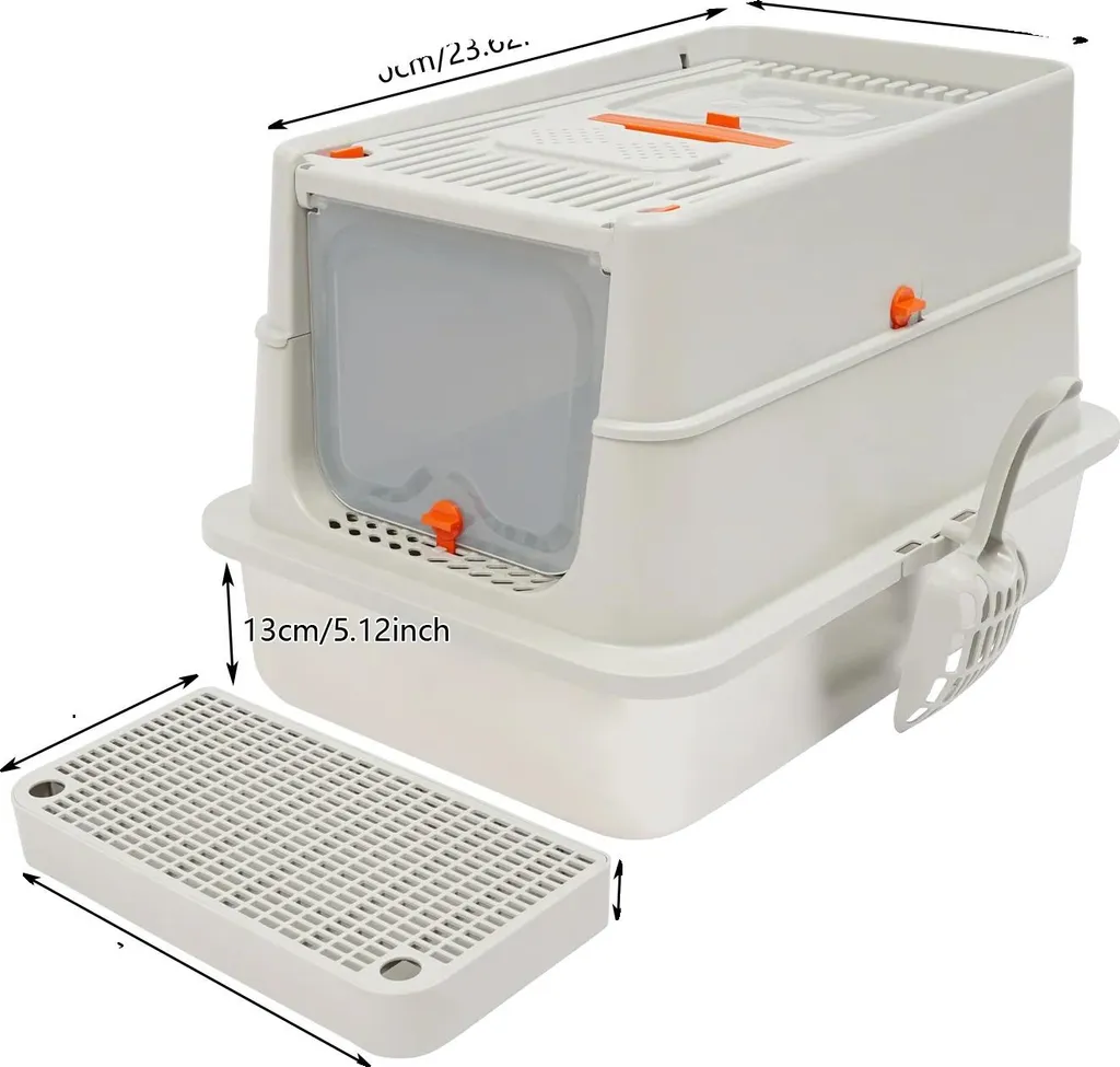 Toilette Gatto Aperta 60x41x39cm | Bordi Alti Facile Accesso Grigio