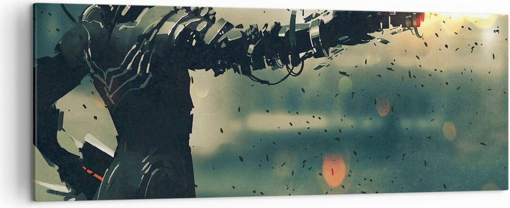 Bild auf Leinwand - Leinwandbild - Zukunft Waffe künstlerisch - 140x50cm - Wand Bild - Wanddeko - Leinwanddruck - Bilder - Kunstdruck - Wanddekora...