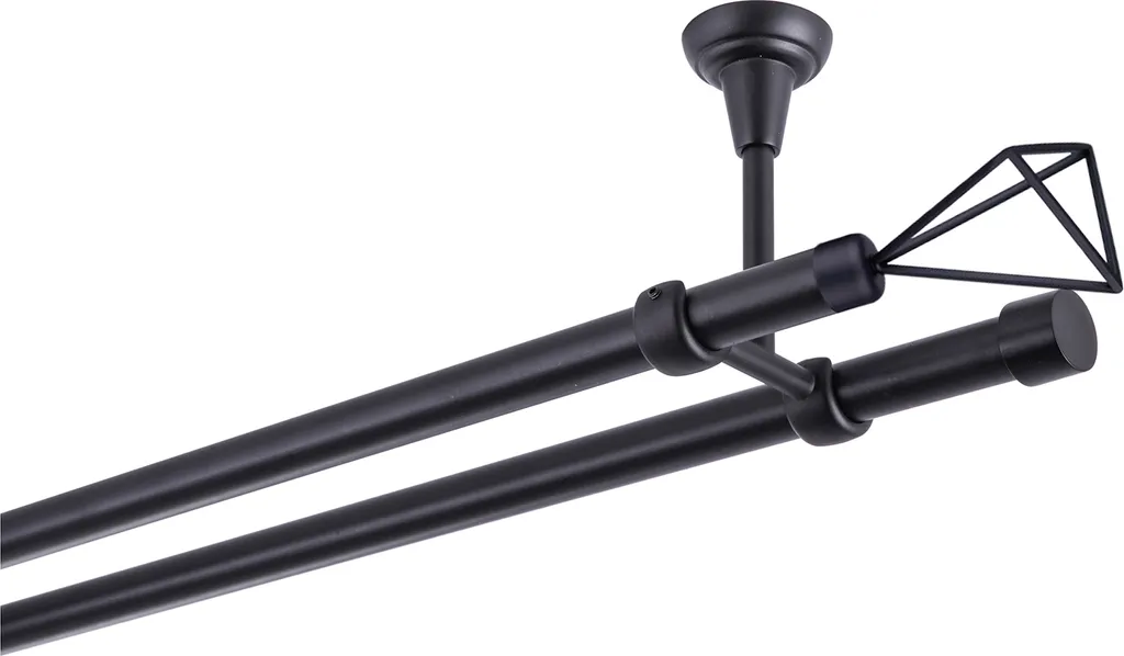 Bastone per Tende Nero 240 cm Doppio Binario SPACE - Design Soffitto
