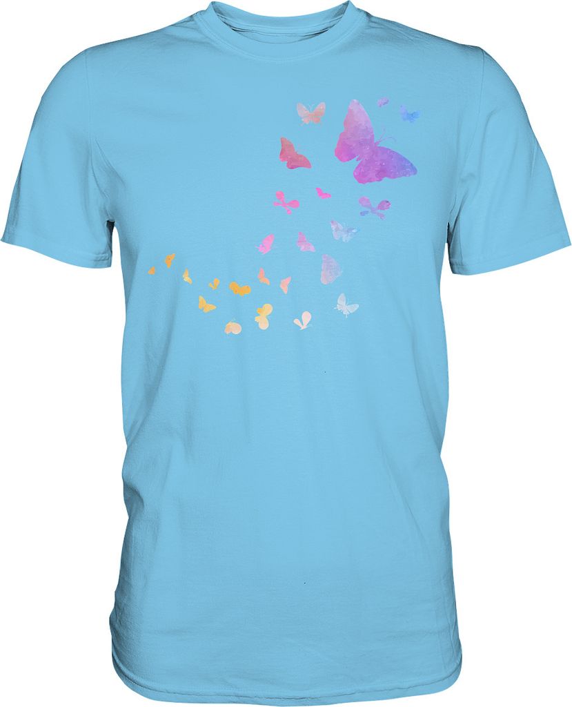 Aquarell Schmetterlinge T-Shirt – Sky Blue / M Produktbild 