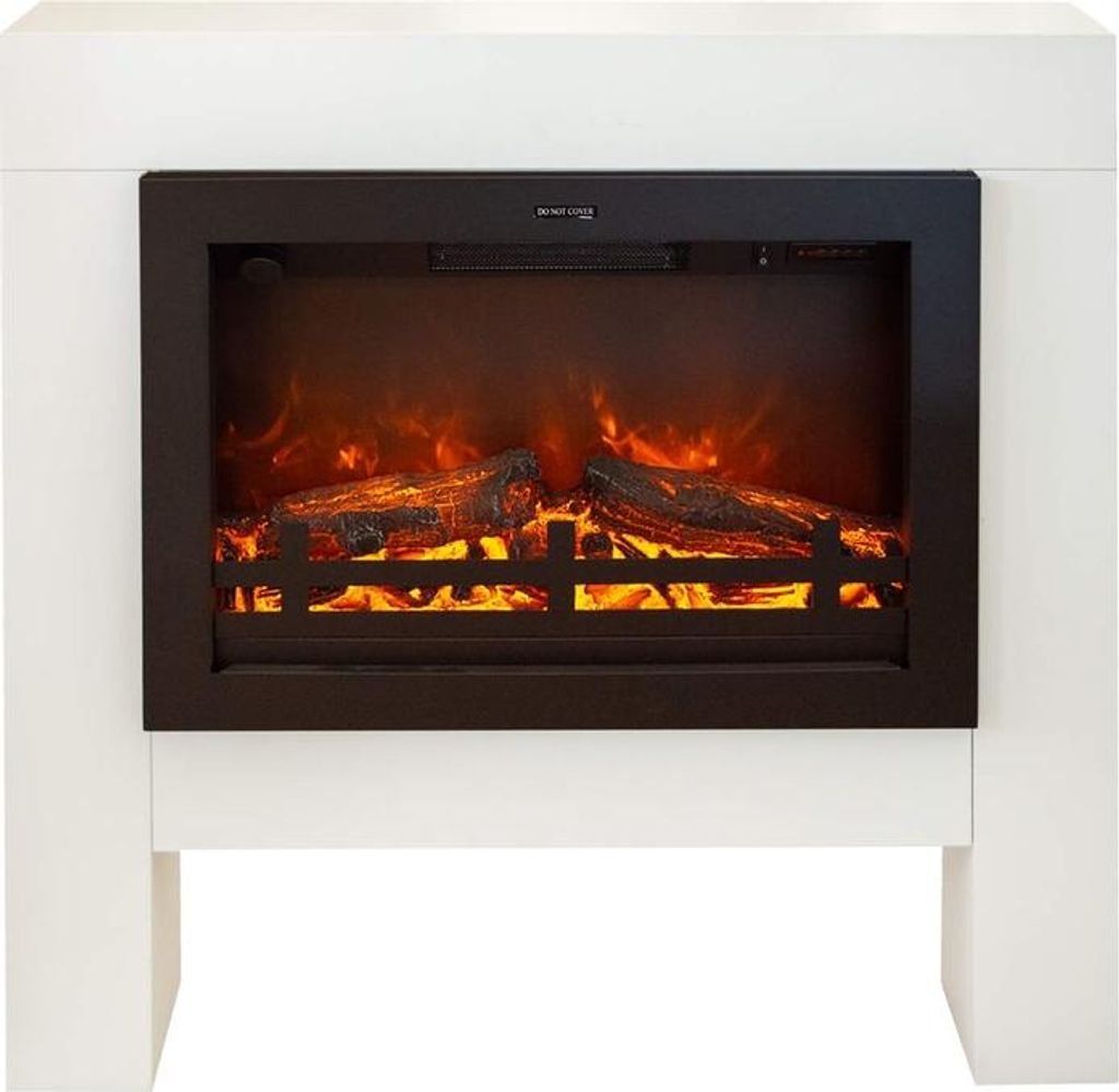 Xaralyn Elektrokamin - Bolea EW - weiß Holz - 1500 Watt Heizung - mit Fernbedienung - Kaminsims inklusive Einbaukamin