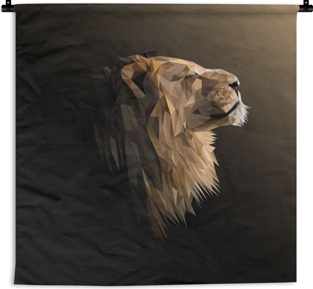 MuchoWow Wandteppich Wandbehang Löwen - Illustration - Geometrisch 150x150 cm Tapisserie Dekoration Wandtuch - Wohnaccessoires - Modernes