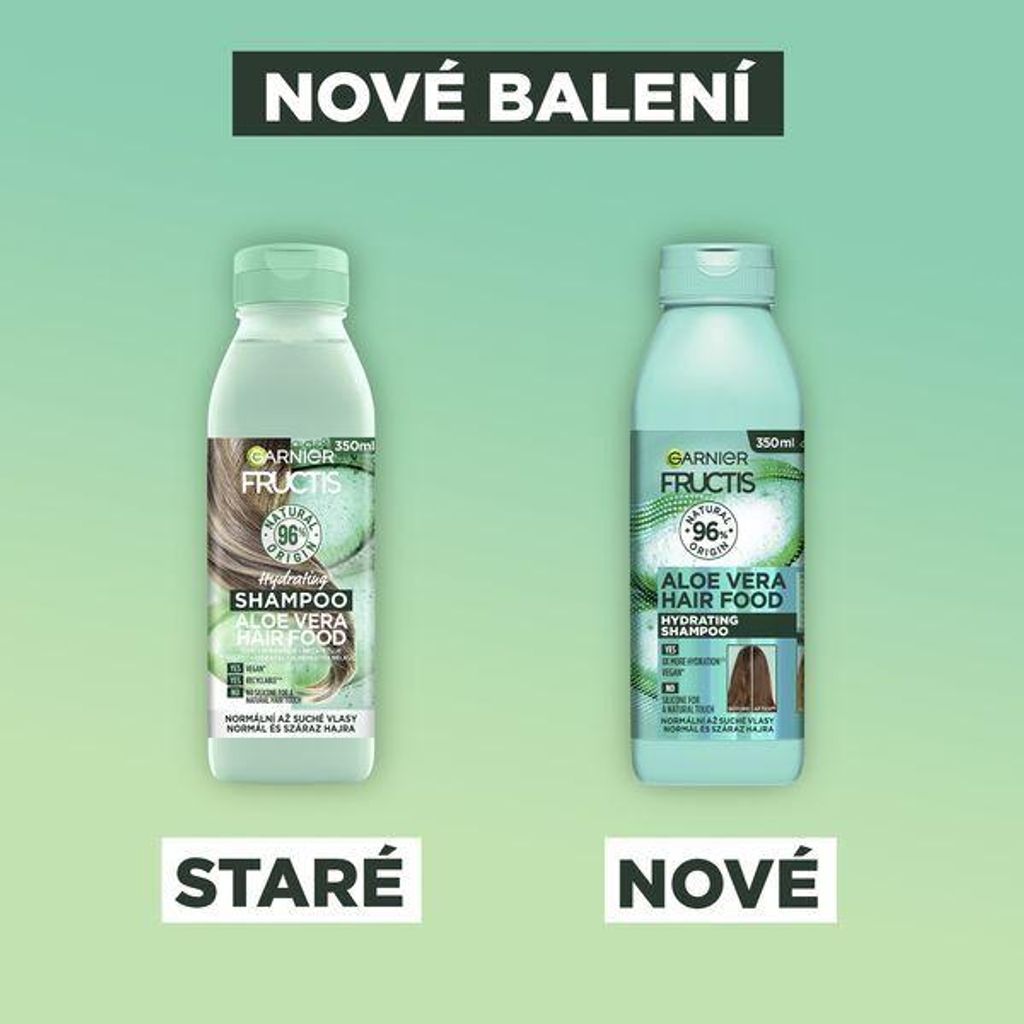 Feuchtigkeitsspendendes Shampoo für normales und trockenes Haar Fructis Hair Food (Aloe Vera Hydrating Shampoo) 350 ml