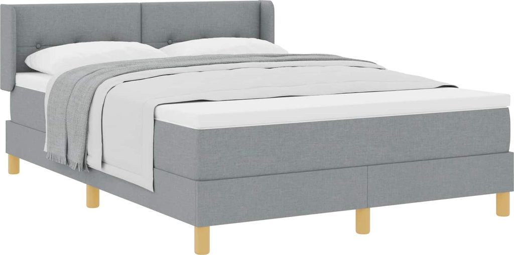 vidaXL Boxspringbett mit Matratze Hellgrau 190 x 140 cm Stoff