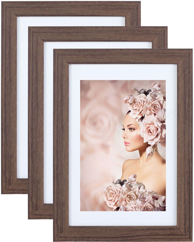 3er Pack Holz Bilderrahmen Foto Plexi Rahmen Acryl Collage Wanddeko Poster S215 - Farbe: Eiche | Format: 29,7x42 A3