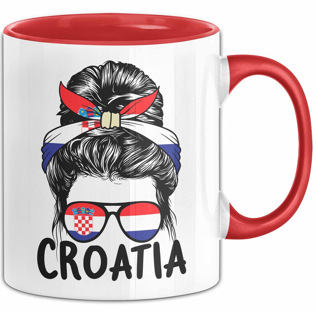 Croatien Flagge Tasse Geschenk Kroaten Geschenkidee Fußball 2025 (Rot)