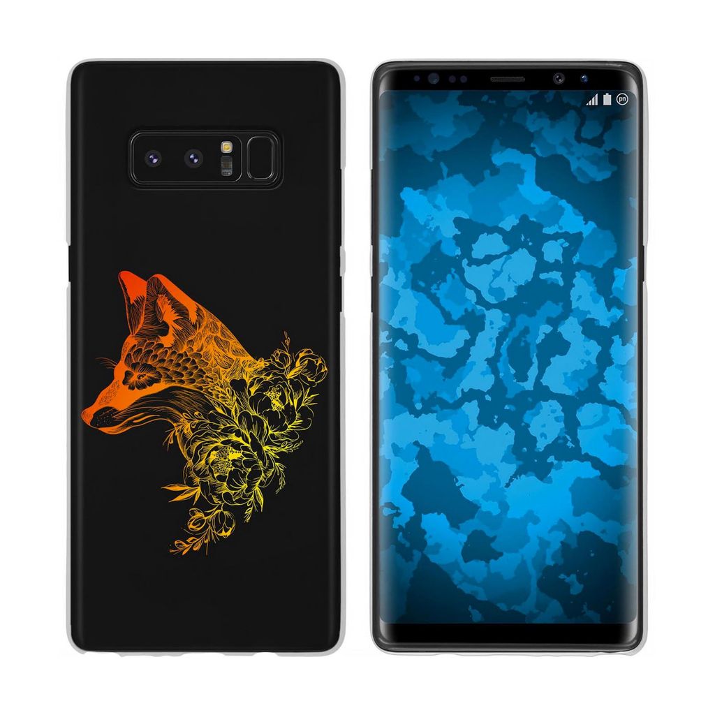 PhoneNatic Case kompatibel mit Samsung Galaxy Note 8 Silikon-Hülle Floral Fuchs M1-2