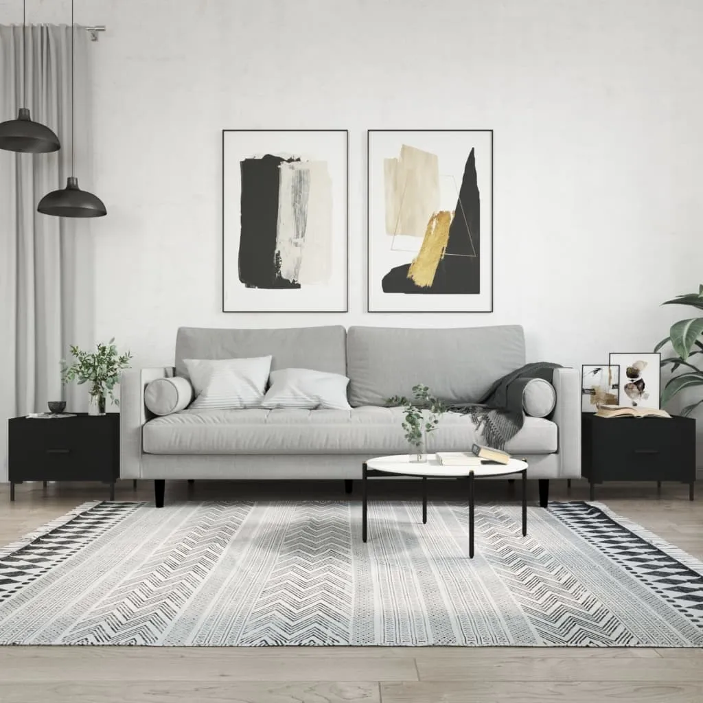 SYFAX™ Set 2 Tavolini Neri 50x50x40 cm in Legno Multistrato per Salotto - 2