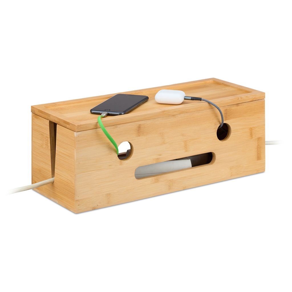 Boîte à Fiches De Bureau En Bois - Coffret Rangement Vintage 12,5x22x18cm