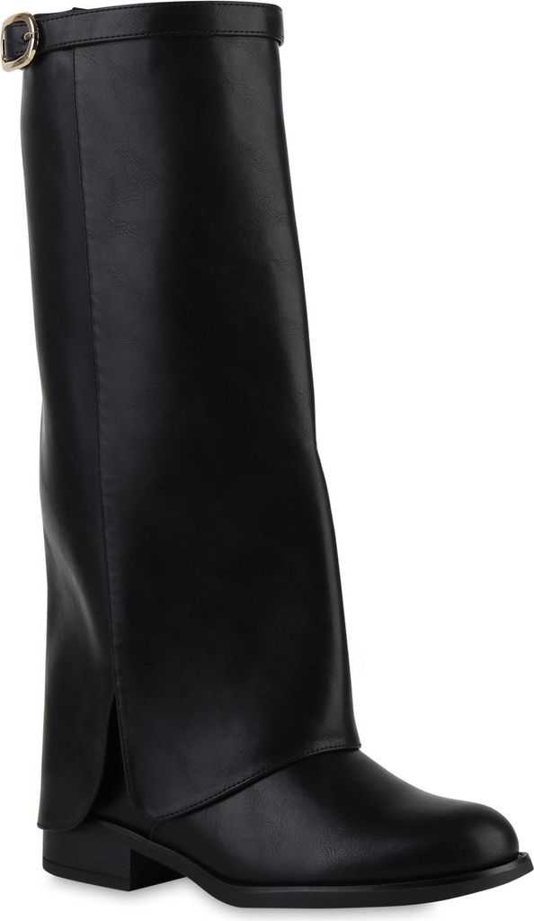 VAN HILL Damen Gefüttert Klassische Stiefel Schnallen Schuhe 841788, Farbe: Schwarz, Größe: 36