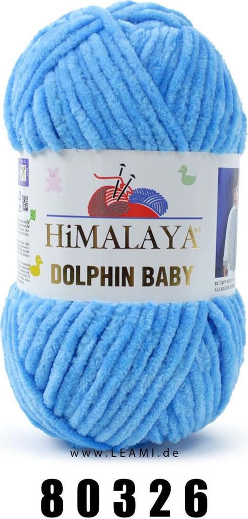 A ball of blue yarn with a label.
