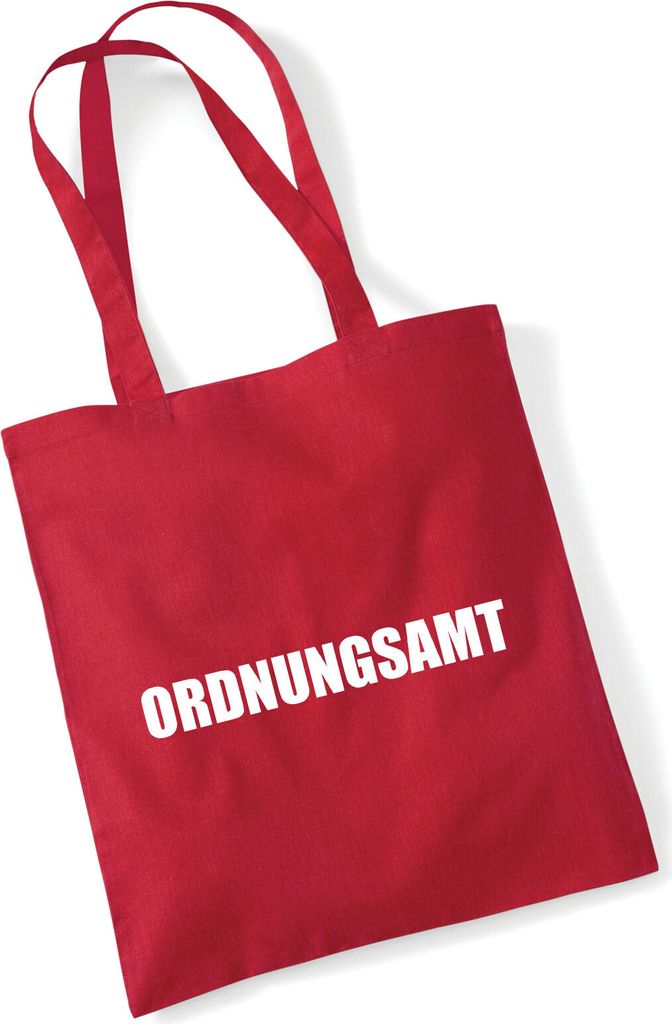 Huuraa Jutebeutel Ordnungsamt Schriftzug 10 Liter Classic Red Baumwolle Tasche Geschenkidee