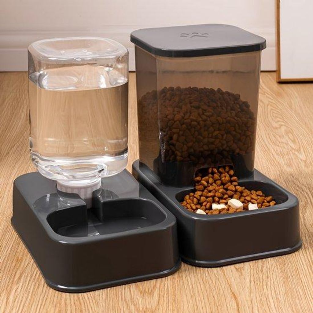 Automatischer Futterbehälter für Katzen und Hunde mit Wasserdispenser - Set aus Futterbehälter und Wasserdispenser für Haustiere, intelligente ...