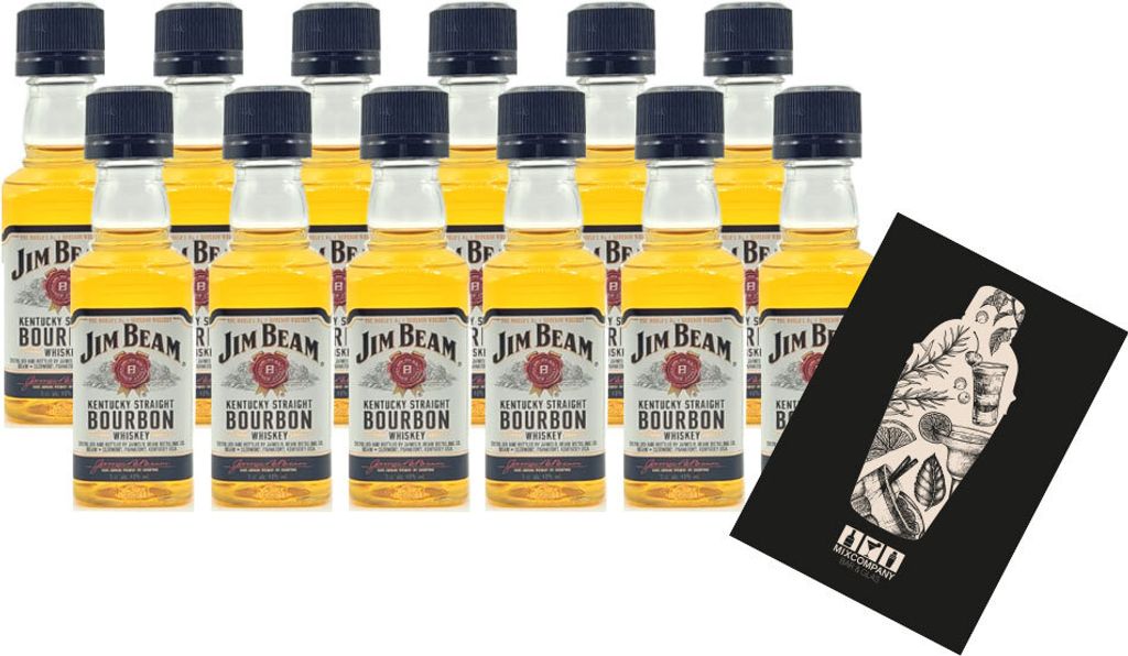 Jim Beam MINIATUR Kentucky Straight Bourbon Whiskey 12x Produktbild 