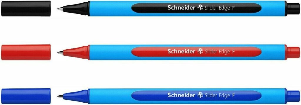 Schneider Kugelschreiber Slider Edge F - 3er-Set schwarz, rot, blau