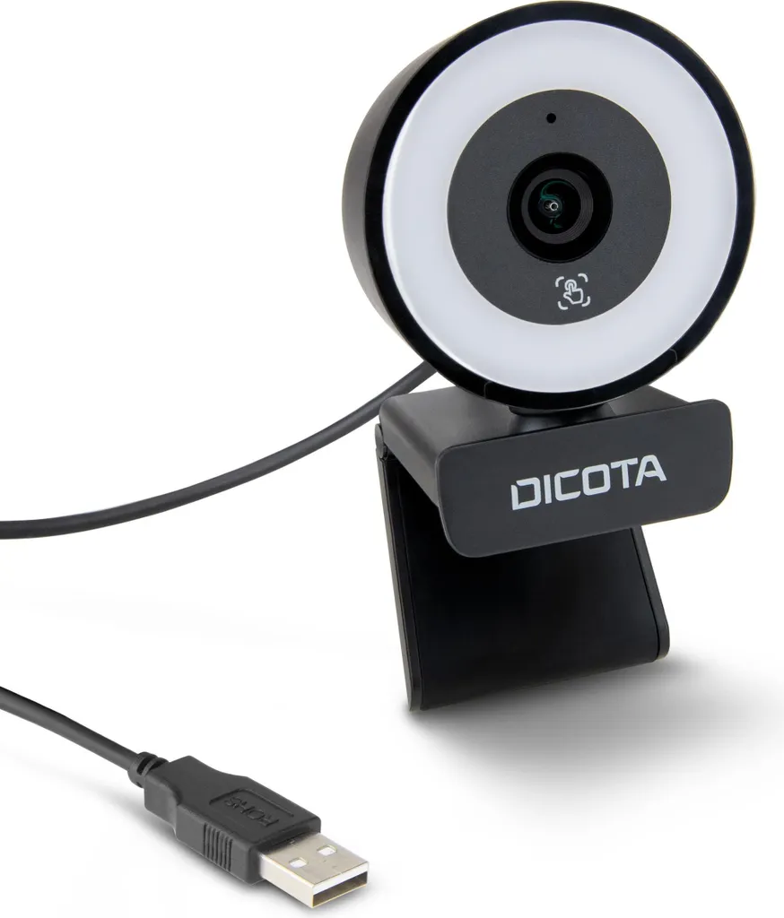 Webcam Visioconférence DICOTA 5MP Ringlight Eclairage Visage Audio
