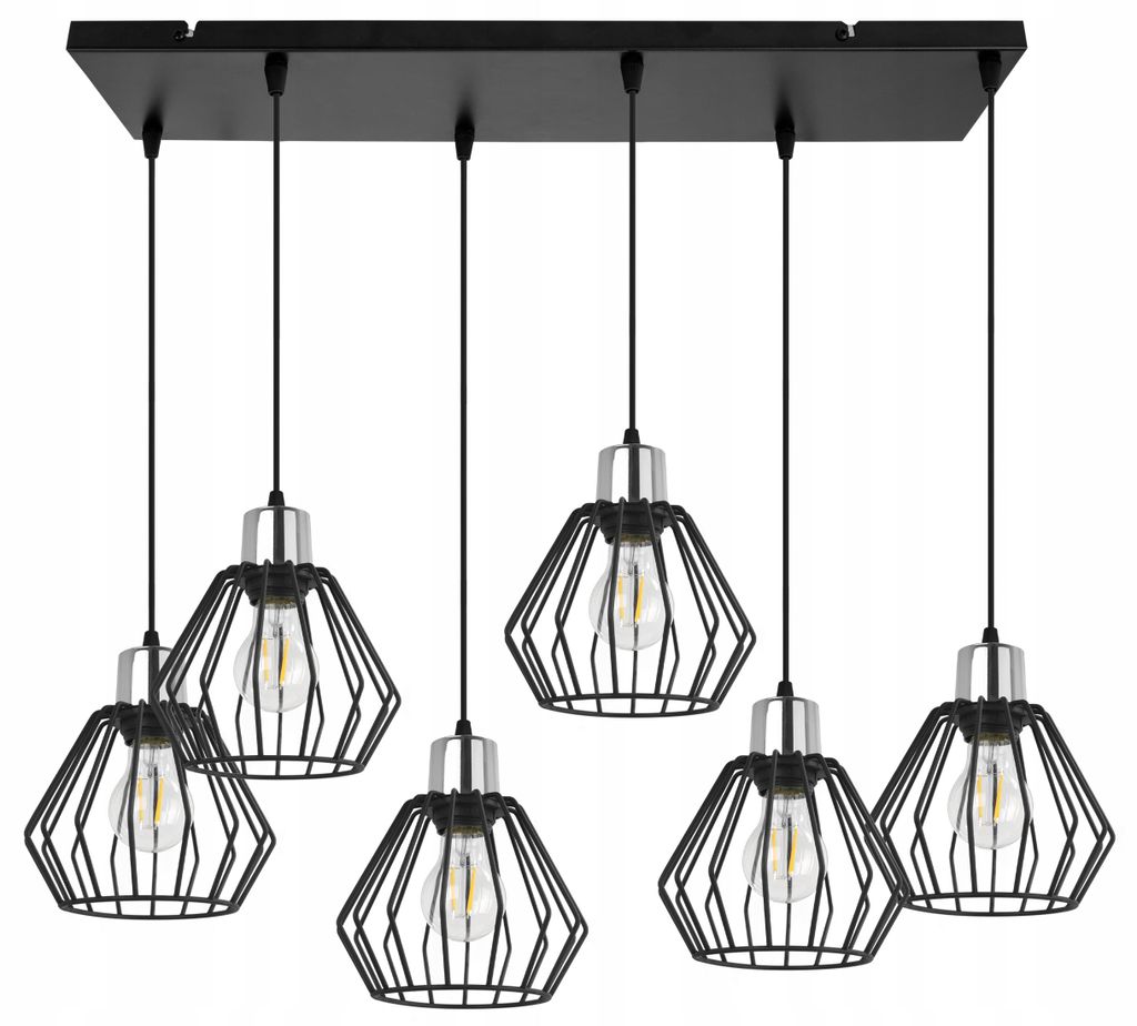 LED Pendelleuchte mit Draht-Lampenschirm – Moderne Hängelampe / Kronleuchter im Industrial Stil