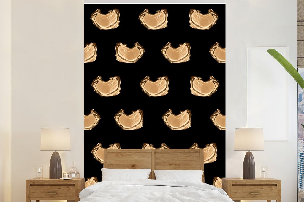 MuchoWow Fototapete für Wohnzimmer oder Schlafzimmer Wandtapete Vinyl Motivtapete Flecken - Gold - Muster - 170x260 cm - Wohnzimmertapete