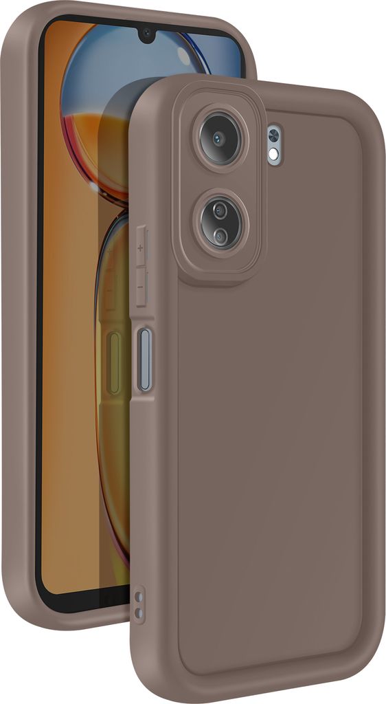 Avizar, Hülle für Xiaomi Redmi 13C Silikon Soft Touch Verstärkte Ränder, Braun