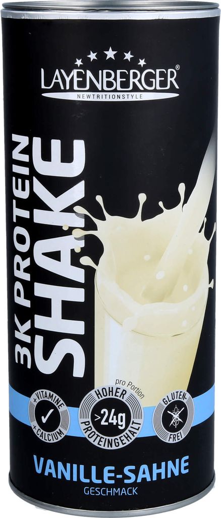 Layenberger Nutrition Group 3K PROTEIN SHAKE Vanille-Sahne, Pulver, Milcheiweiß, Sojaprotein, Molkenproteinkonzentrat, Vanille, Sojaeiweißisolat ...