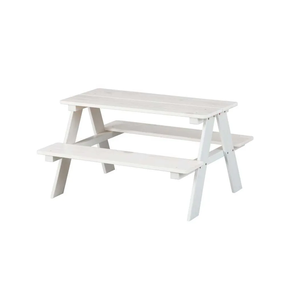 Tavolino Henning con Panche per Bambini Legno Bianco per Casa